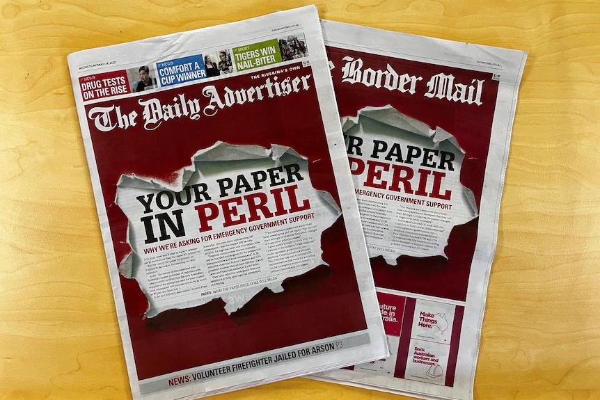 '당신의 신문이 위기에 처했다' 1면 전면 광고를 실은 호주 지역 신문들 