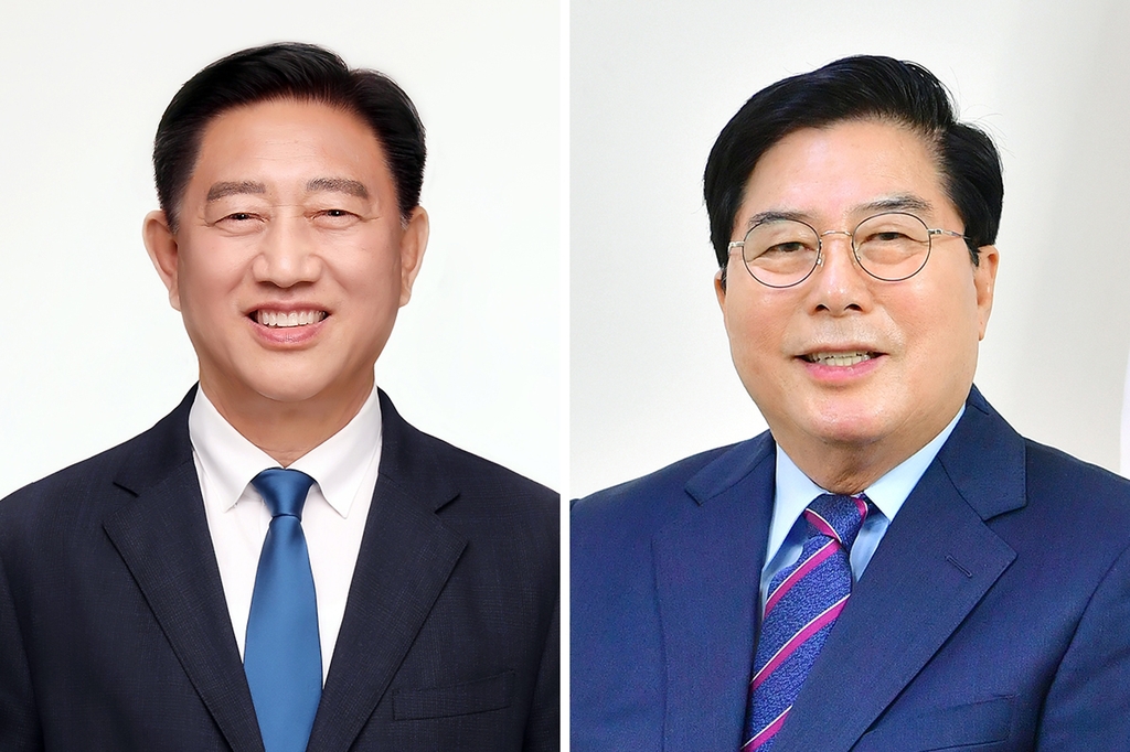장성군수 선거 출마한 더불어민주당 김한종(왼쪽)·무소속 유두석(오른쪽) 후보