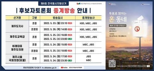 제주 지방선거 후보자 TV토론회 23∼26일 개최