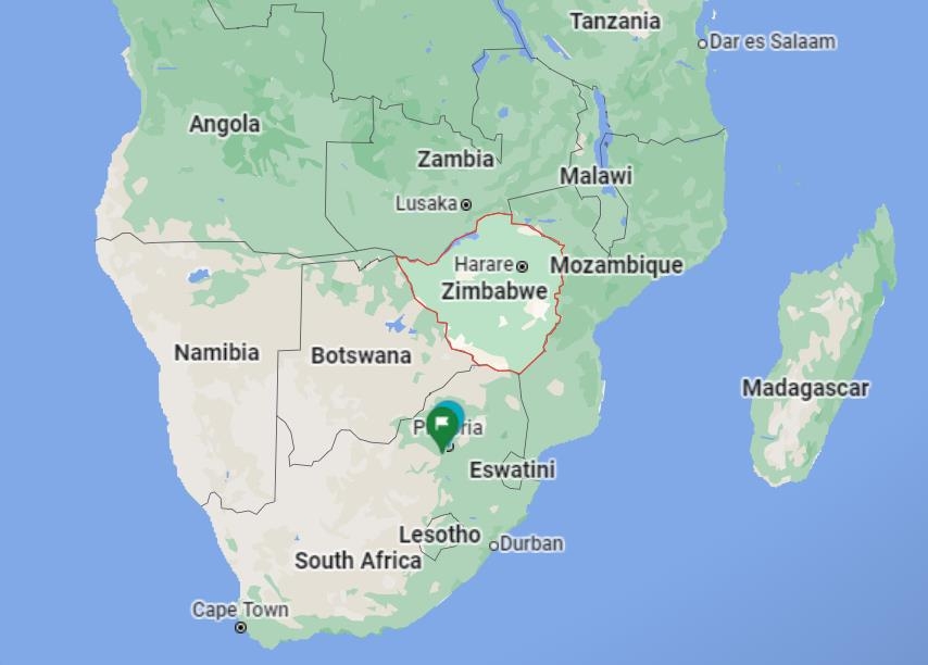 아프리카·중동한상회장 강도피습 사망사건이 일어난 짐바브웨(붉은 선)