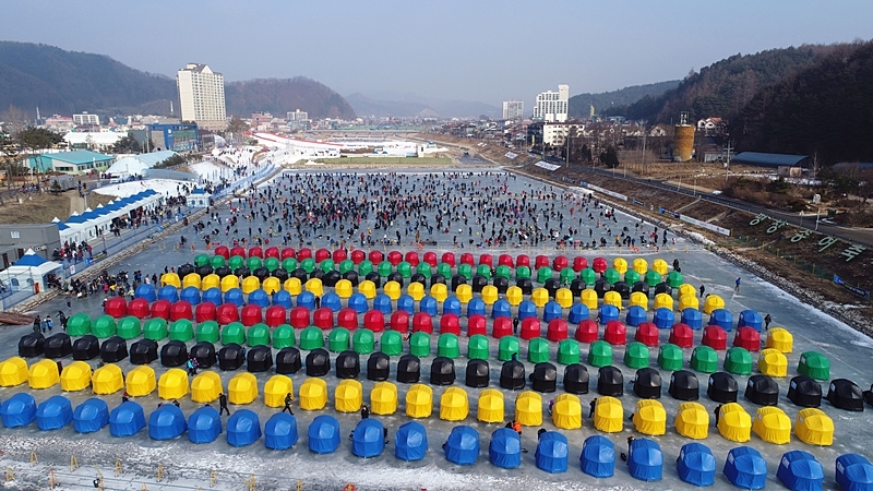 평창 진부면 오대천 일원의 축제장