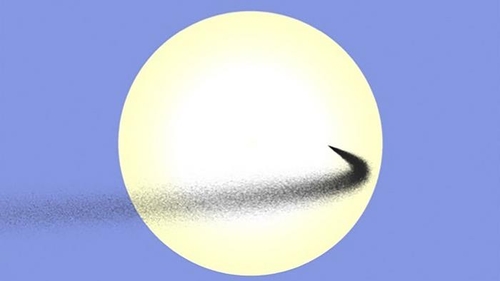 지구와 태양 사이로 뿜어진 먼지 시뮬레이션 