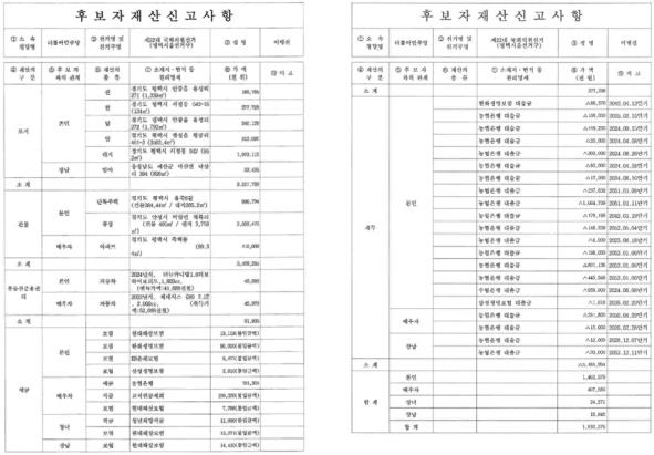 평택을 민주당 이병진 후보 재산 신고 사항