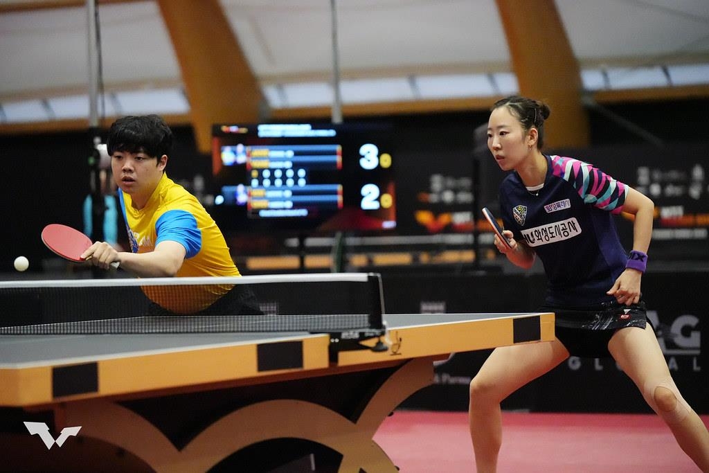 WTT 피더 파르마 혼복에 출전한 양하은(오른쪽)과 장성일