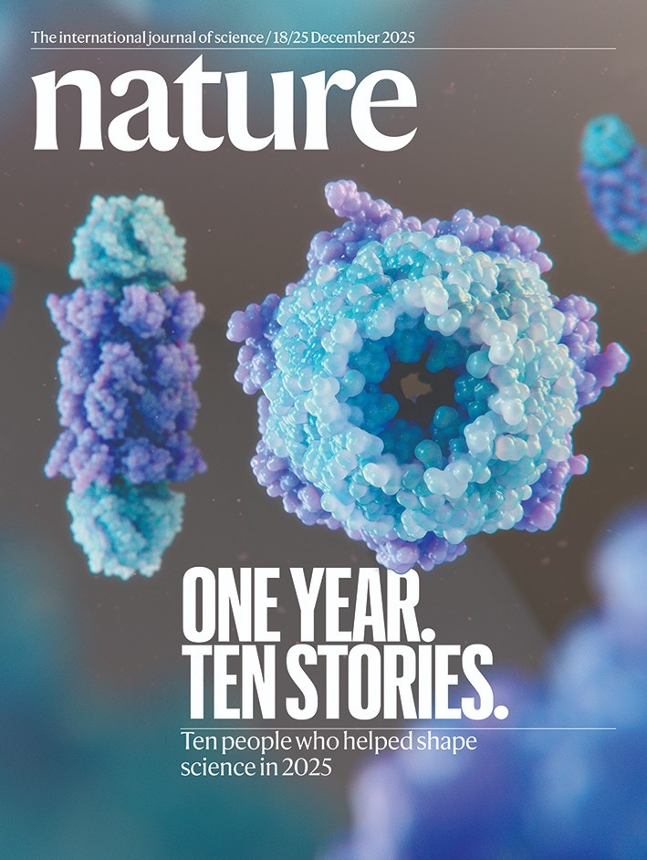 과학저널 네이처(Nature) 표지. 2025년 과학계 화제의 10인 '네이처 10' ⓒ Nature. 제공