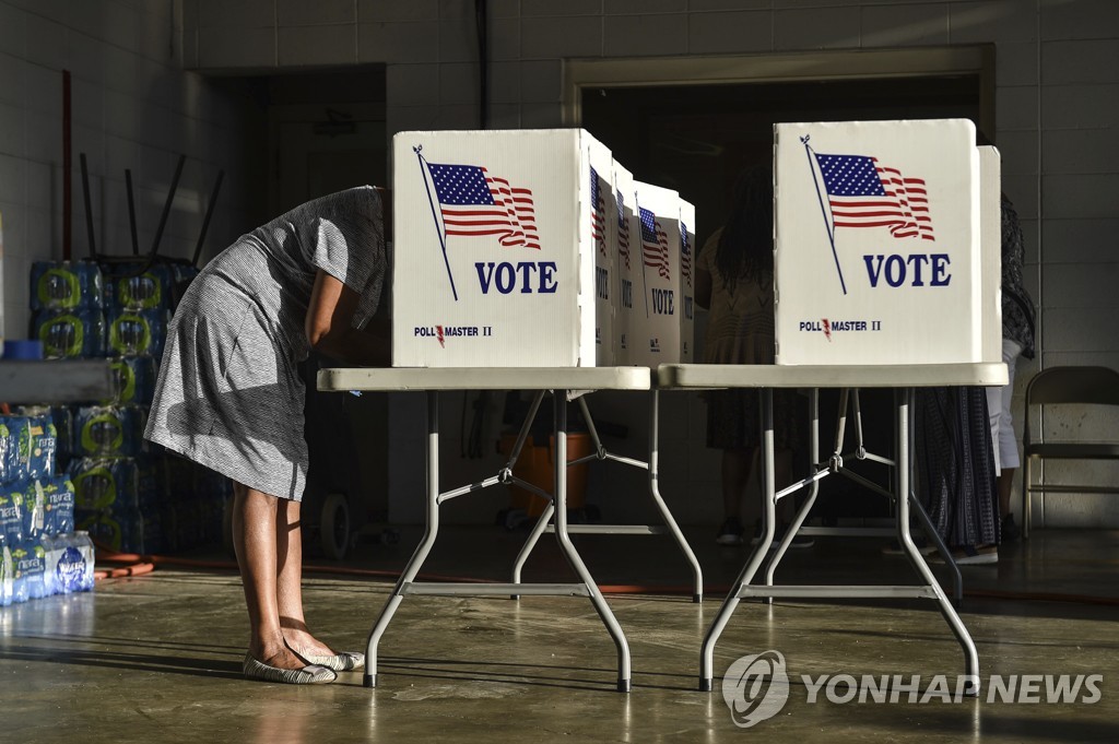 미국 중간선거에서 투표하는 유권자
