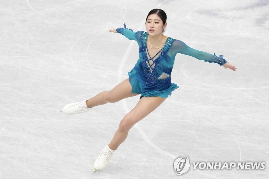 In this Associated Press photo, Lee Hae-in of South Korea performs during the women's short program at the International Skating Union World Figure Skating Championships at Saitama Super Arena in Saitama, Japan, on March 22, 2023. (Yonhap)