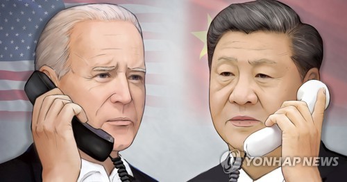 바이든 미국 대통령 - 시진핑 중국 국가주석 통화 (PG)[홍소영 제작] 일러스트
