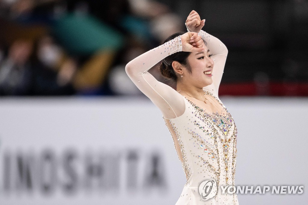 In this AFP photo, Lee Hae-in of South Korea performs during the women's singles free skate at the International Skating Union World Figure Skating Championships at Saitama Super Arena in Saitama, Japan, on March 24, 2023. (Yonhap)