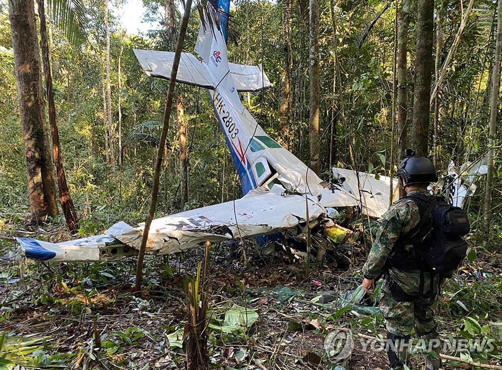 콜롬비아 아마존 정글에 추락한 비행기 잔해