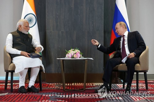 모디 인도 대통령과 푸틴 러시아 대통령