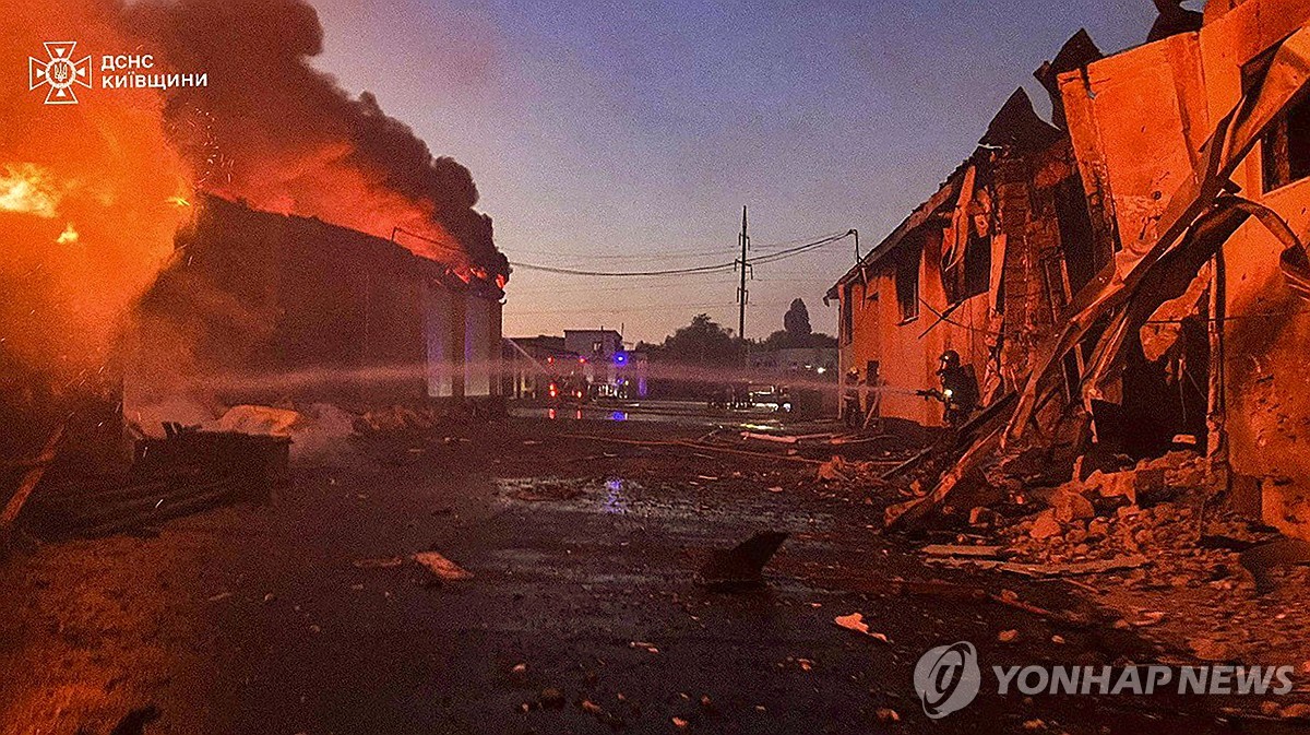 러시아 드론 공습받은 우크라이나 키이우 지역