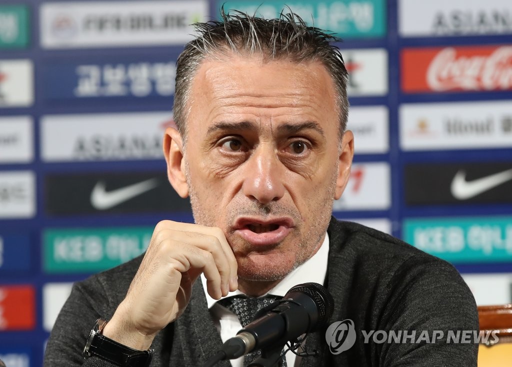 South Korean men's national football team head coach Paulo Bento speaks at a press conference at Korea Football Association House in Seoul on Sept. 30, 2019. (Yonhap)