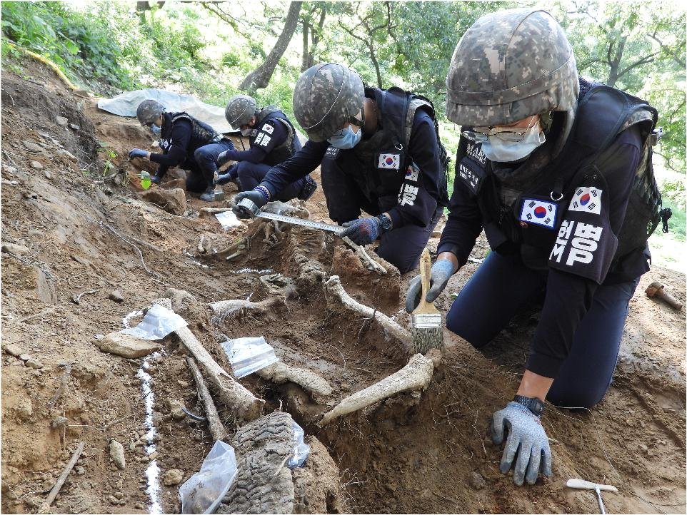 2020년 비무장지대 화살머리고지의 6·25 전사자 유해 발굴 작업