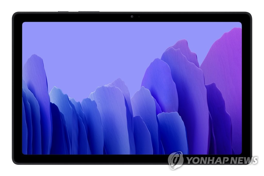 This photo, provided by Samsung Electronics Co. on Sept. 2, 2020, shows the comoany's Galaxy Tab A7 tablet that was introduced at the Life Unstoppable event for European consumers. (PHOTO NOT FOR SALE) (Yonhap)