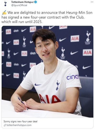 Son Heung-min signs new 4-year deal with Tottenham