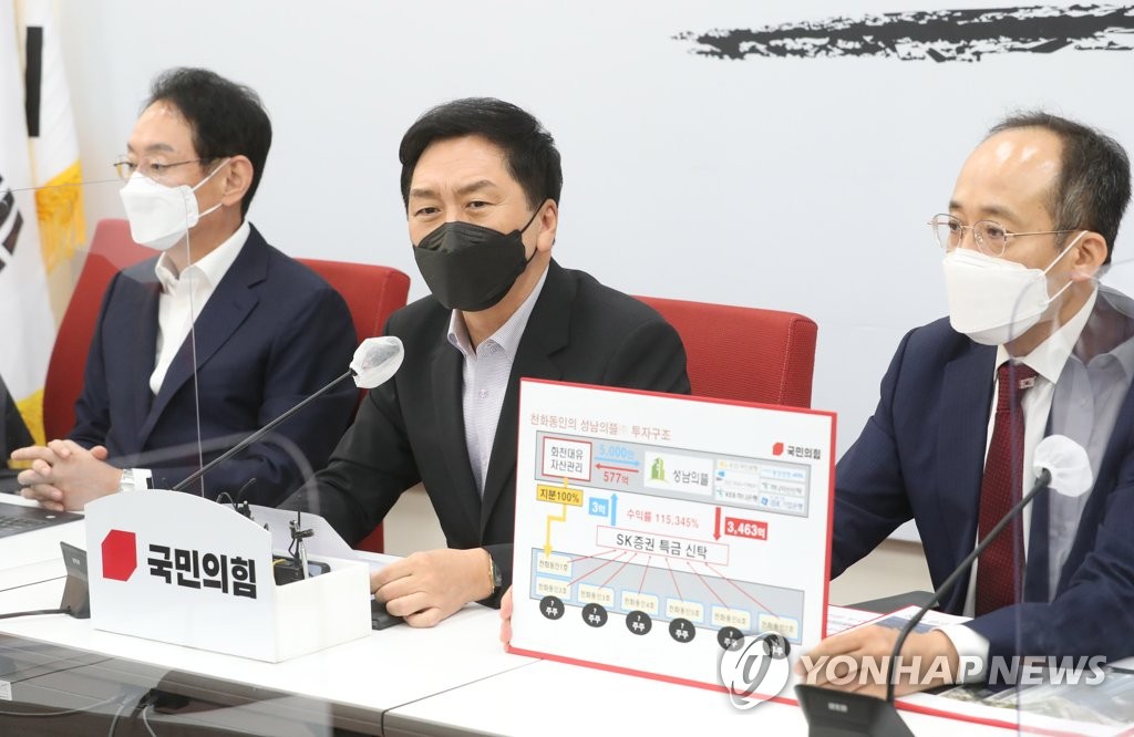 '대장지구 의혹' 회의 발언하는 김기현