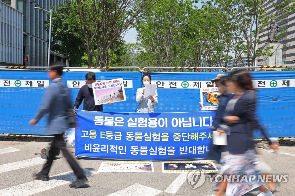한국동물보호연합 "동물실험 중단하라"