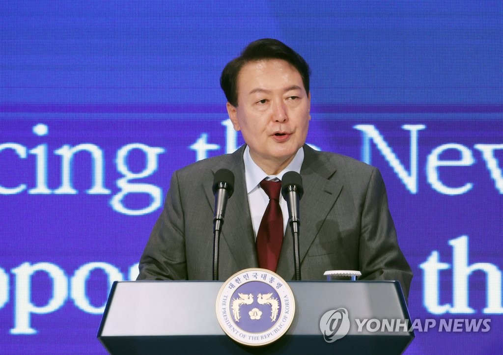 President Yoon Suk-yeol speaks during the opening ceremony of the Asian Leadership Conference, organized by the Chosun Ilbo daily, at a Seoul hotel on July 13, 2022. (Yonhap)
