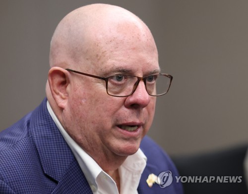Maryland Gov. Larry Hogan speaks during a press conference in Seoul on Sept. 17, 2022. (Yonhap)