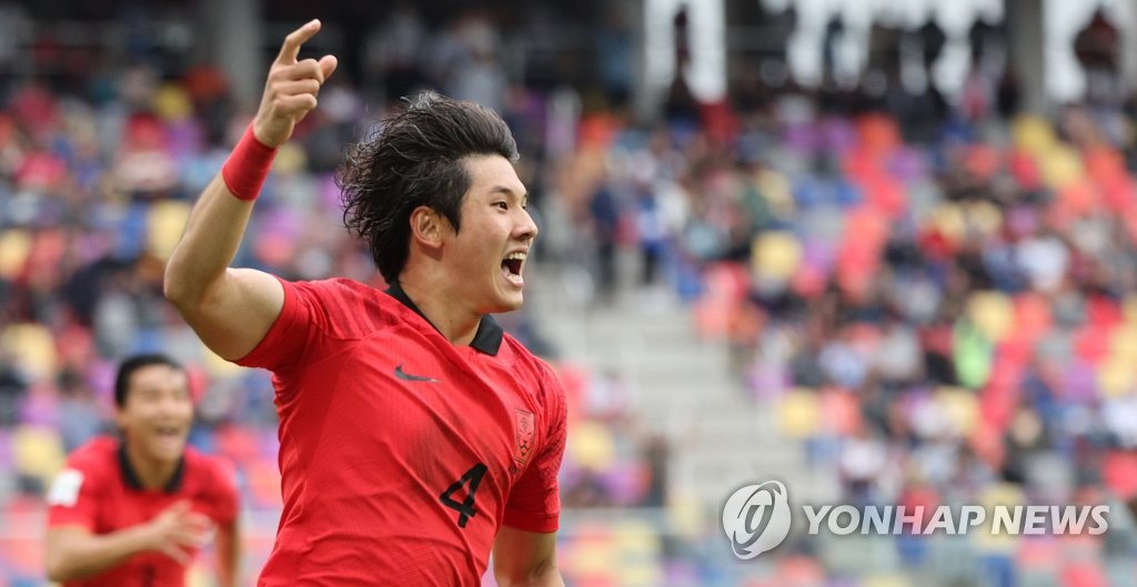 Choi Seok-hyun della Corea del Sud celebra il suo gol contro la Nigeria durante i quarti di finale della Coppa del mondo FIFA Men's Under 20 all'Estadio Único Madre de Ciudades il 4 giugno 2023 a Santiago del Estero, in Argentina.  (Rivendita e archiviazione vietate)