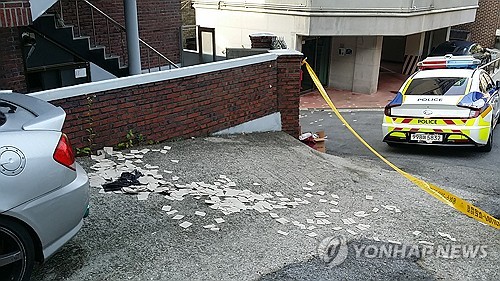 「汚物風船」の中身　ソウル住宅街に散乱