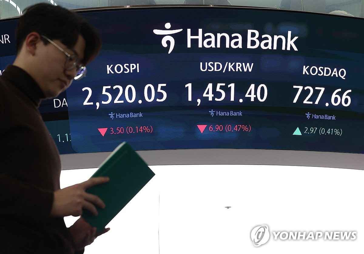 20 Ocak 2025'te çekilen bu fotoğrafta Seul'deki bir Hana Bank işlem odası görülüyor. (Yonhap)